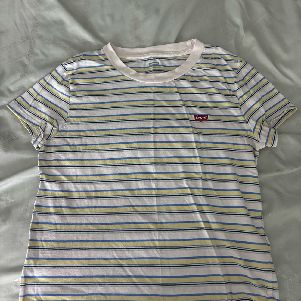 Levi’s cropped multi colored striped shirt. Size XS.